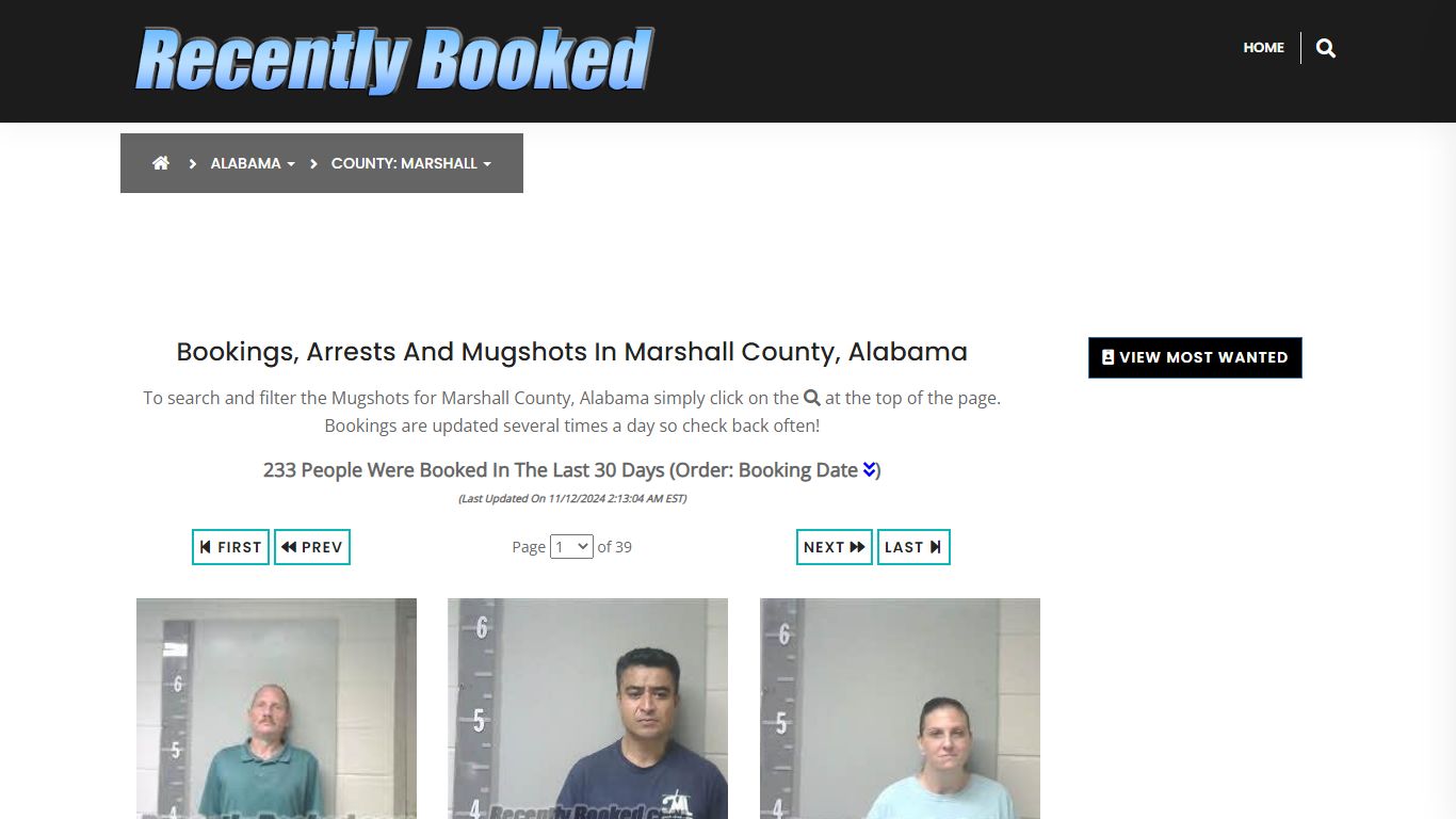 Bookings, Arrests and Mugshots in Marshall County, Alabama